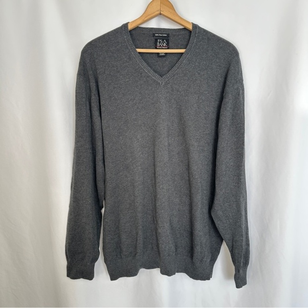 Jos. A. Bank Signature Collection Sweater Mens XXL 100% Pima Cotton Vneck Gray